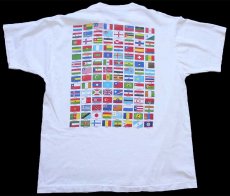 画像3: 90s USA製 LACROSSE THE WORLD'S GREATEST SPORT 万国旗 両面プリント コットンTシャツ 白 XL (3)