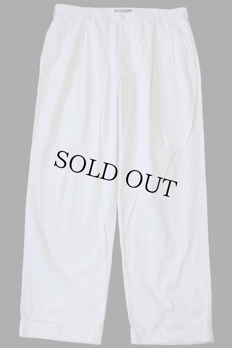 画像2: 90s ポロ ラルフローレン ツータック コットンパンツ ライトベージュ w38 L32★323 (2)