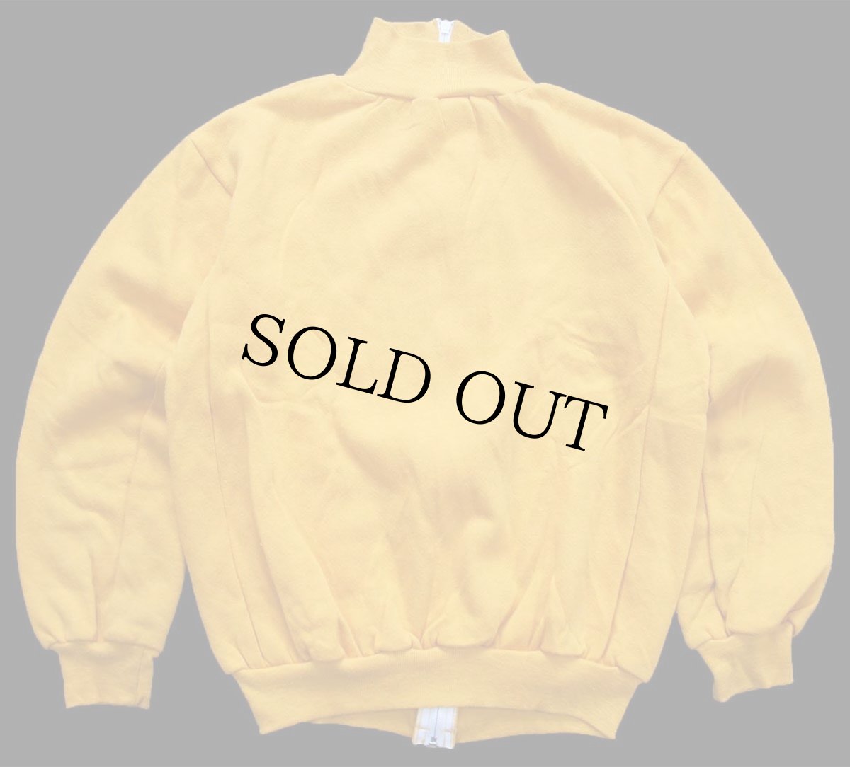 画像2: デッドストック★80s 米軍 無地 ハイネック フルジップ スウェット 濃黄 S (2)