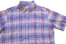 画像3: 80s USA製 J.M. Hollander AUTHENTIC INDIA MADRAS マドラスチェック ボタンダウン 半袖 コットンシャツ L★インド綿 (3)