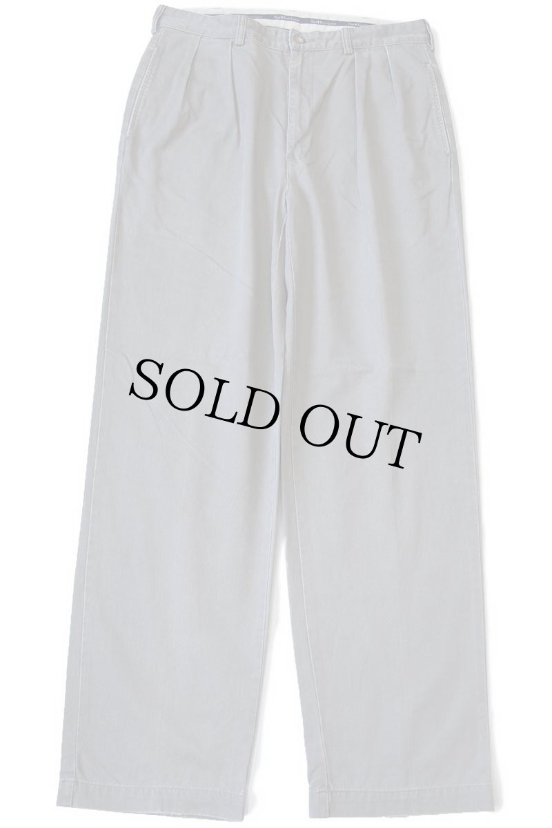 画像2: 90s ポロ ラルフローレン ANDREW PANT ツータック コットン チノパン グレー W34 L32★318 (2)