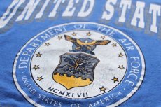 画像4: 90s USA製 UNITED STATES AIR FORCE ロゴ ひび割れプリント コットンTシャツ 青 L (4)