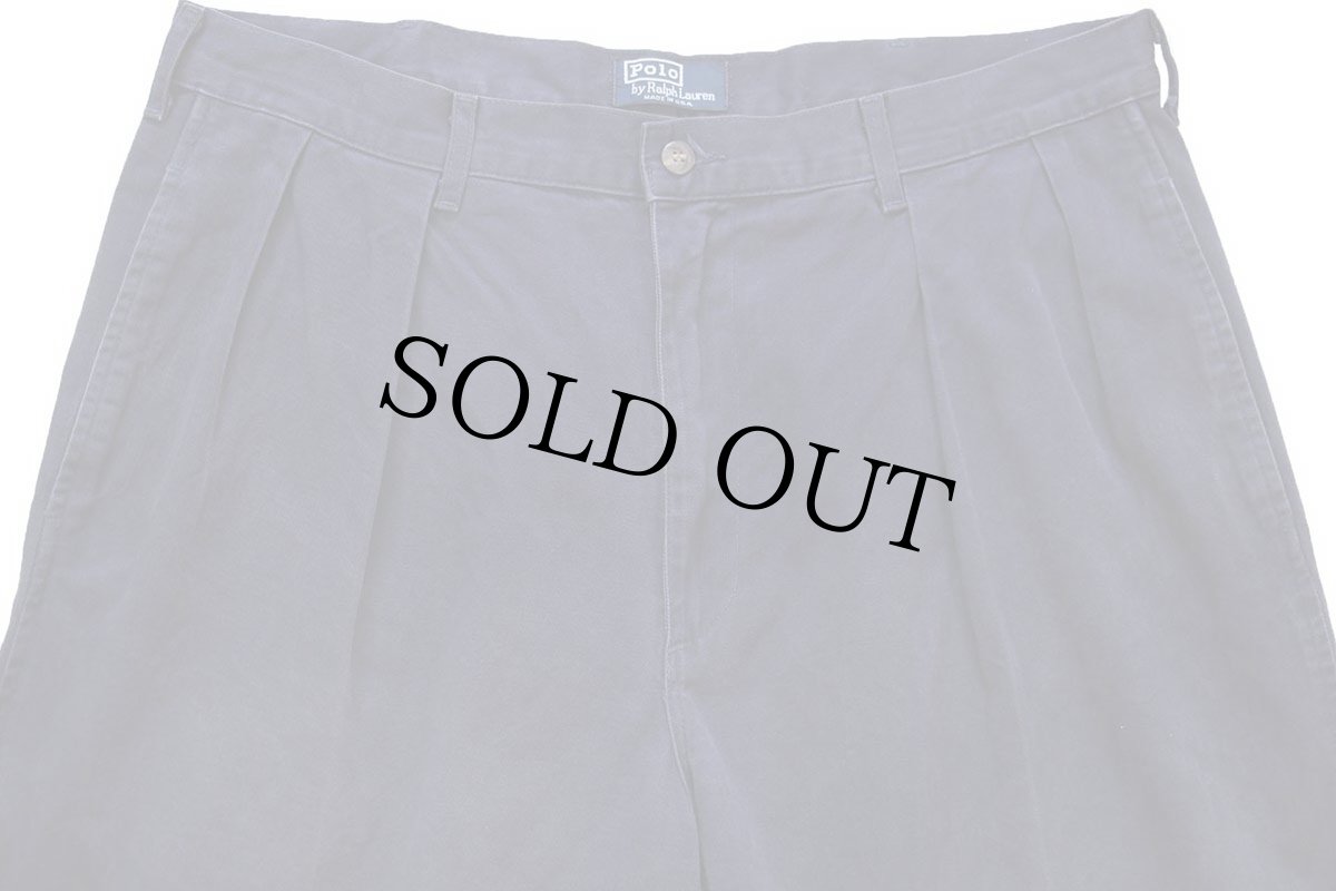 画像4: 90s USA製 ポロ ラルフローレン ツータック コットン チノパン ナス紺 w36 L30★315 (4)