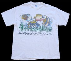 画像2: 90s USA製 Hanes Atlantic Beach 熱帯魚 アート 両面プリント コットンTシャツ 白 XL (2)