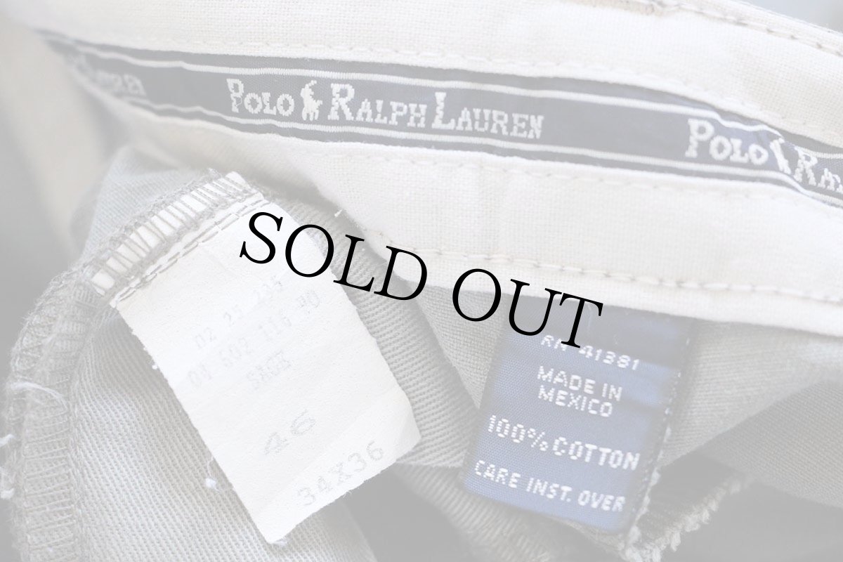 画像6: 90s メキシコ製 ポロ ラルフローレン ANDREW PANT ツータック コットン チノパン グレー W34 L36 (6)