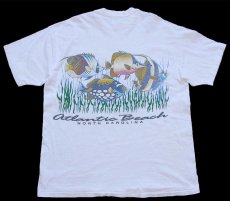 画像3: 90s USA製 Hanes Atlantic Beach 熱帯魚 アート 両面プリント コットンTシャツ 白 XL (3)