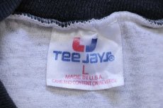 画像5: 90s USA製 ALABAMA JUNE JAM レイヤードネック&スリーブ コットンTシャツ 杢ライトグレー×黒 L (5)