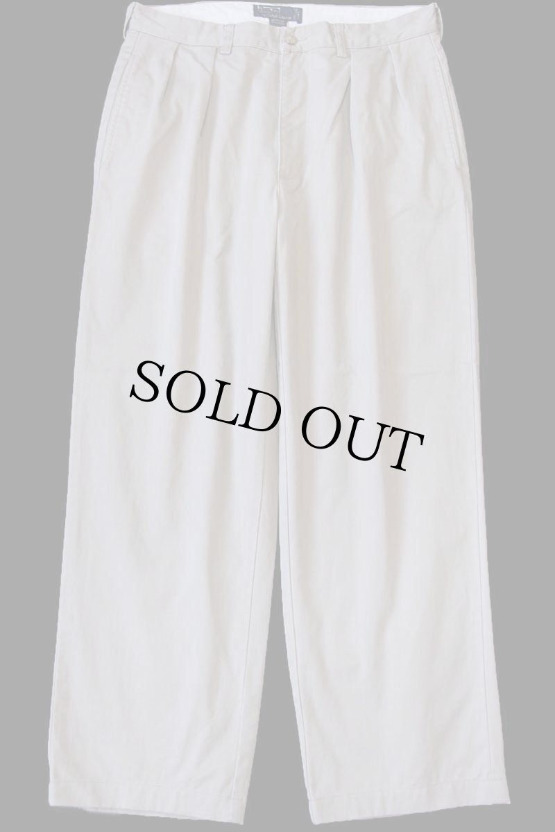 画像2: 90s メキシコ製 ポロ ラルフローレン ANDREW PANT ツータック コットン チノパン ベージュ w34 L30★321 (2)