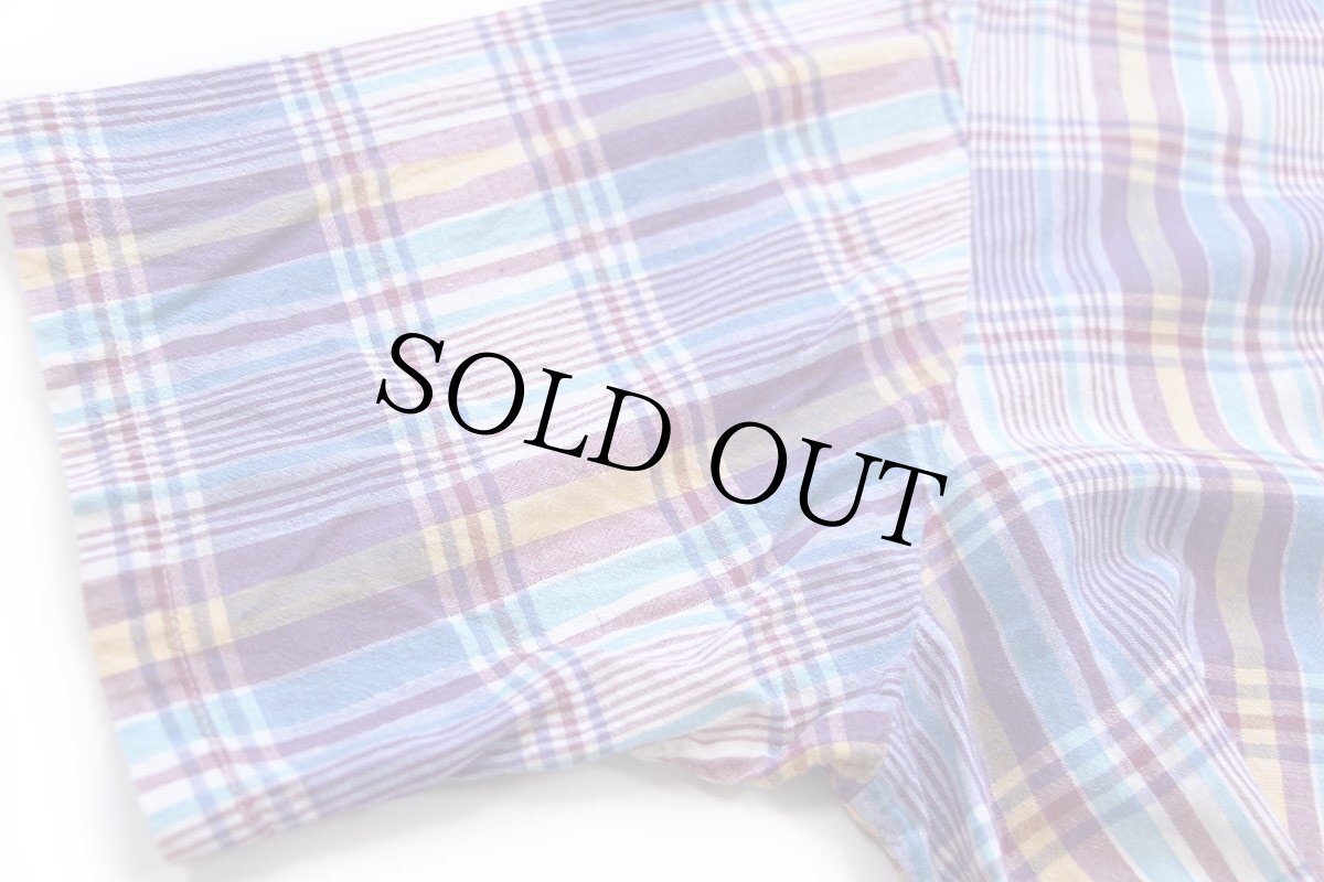 画像6: 80s USA製 J.M. Hollander AUTHENTIC INDIA MADRAS マドラスチェック ボタンダウン 半袖 コットンシャツ L★インド綿 (6)