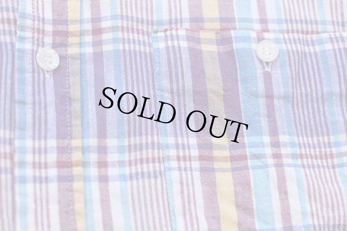 画像5: 80s USA製 J.M. Hollander AUTHENTIC INDIA MADRAS マドラスチェック ボタンダウン 半袖 コットンシャツ L★インド綿 (5)