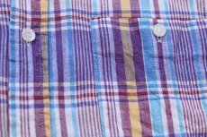 画像5: 80s USA製 J.M. Hollander AUTHENTIC INDIA MADRAS マドラスチェック ボタンダウン 半袖 コットンシャツ L★インド綿 (5)