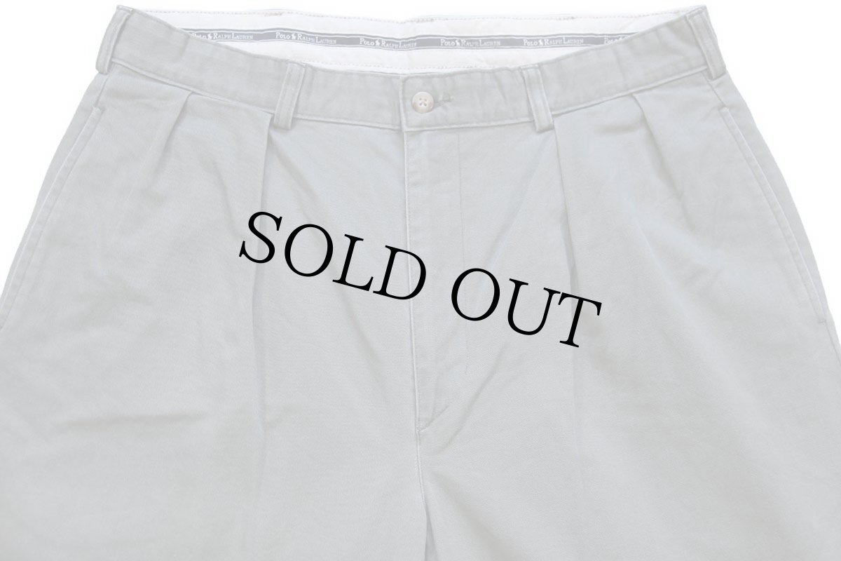 画像4: 90s メキシコ製 ポロ ラルフローレン ANDREW PANT ツータック コットン チノパン グレー W34 L36 (4)