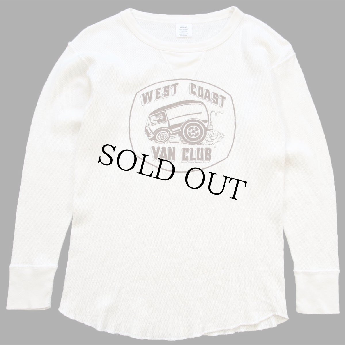 画像2: USA製 WEST COAST VAN CLUB 前V コットン サーマルシャツ ナチュラル M (2)