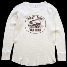 画像2: USA製 WEST COAST VAN CLUB 前V コットン サーマルシャツ ナチュラル M (2)
