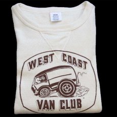 画像1: USA製 WEST COAST VAN CLUB 前V コットン サーマルシャツ ナチュラル M (1)