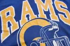 画像4: 80s LOGO7 NFL Los Angeles RAMS アメフト ひび割れプリント Tシャツ 青 (4)