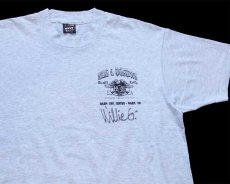 画像1: 90s USA製 HOG HARLEY OWNERS GROUP ハーレー ダビッドソン WILLIE G. RICHARDSON 両面プリント Tシャツ 杢ライトグレー L (1)