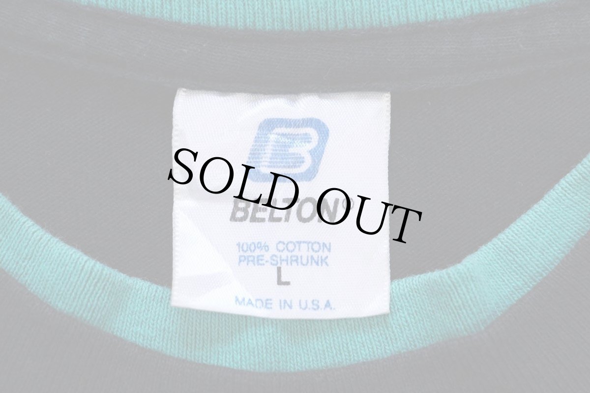 画像5: 90s USA製 PLATINUM TECHNOLOGY レイヤードネック&スリーブ コットンTシャツ 黒×エメラルドグリーン L (5)
