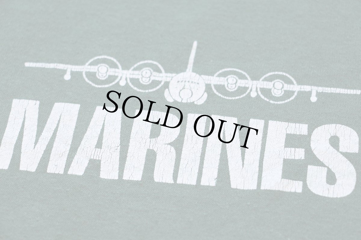 画像4: 80s USA製 RUSSELLラッセル MARINES ひび割れプリント Tシャツ 緑 L (4)