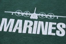 画像4: 80s USA製 RUSSELLラッセル MARINES ひび割れプリント Tシャツ 緑 L (4)