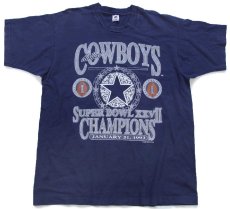 画像2: 90s USA製 NFL DALLAS COWBOYS SUPER BOWL XXV CHAMPIONS コットンTシャツ 紺 フェード XL (2)