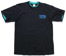 画像2: 90s USA製 PLATINUM TECHNOLOGY レイヤードネック&スリーブ コットンTシャツ 黒×エメラルドグリーン L (2)