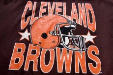 画像4: 80s USA製 NFL CLEVELAND BROWNS Vネック フットボールTシャツ 焦げ茶 XL (4)