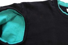 画像6: 90s USA製 PLATINUM TECHNOLOGY レイヤードネック&スリーブ コットンTシャツ 黒×エメラルドグリーン L (6)