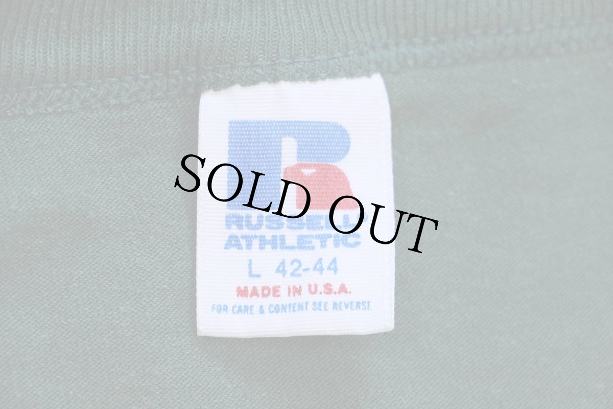 画像5: 80s USA製 RUSSELLラッセル MARINES ひび割れプリント Tシャツ 緑 L (5)