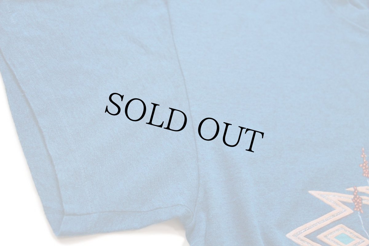 画像6: 90s USA製 Utah サボテン ネイティブ柄 アート 発泡プリント Tシャツ 青×紺 ミックス XL (6)