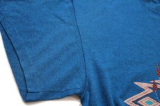 画像6: 90s USA製 Utah サボテン ネイティブ柄 アート 発泡プリント Tシャツ 青×紺 ミックス XL (6)