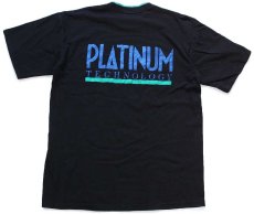 画像3: 90s USA製 PLATINUM TECHNOLOGY レイヤードネック&スリーブ コットンTシャツ 黒×エメラルドグリーン L (3)