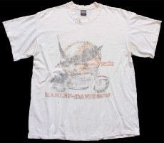 画像2: 90s USA製 HARLEY-DAVIDSON ハーレー ダビッドソン Paradise Found 両面プリント コットンTシャツ ボロ アイボリー XL (2)