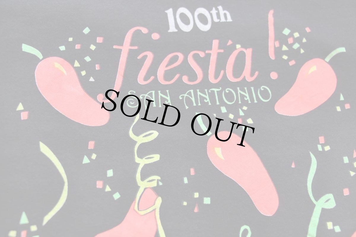画像4: 90s USA製 Leeリー 100th Fiesta! SAN ANTONIO トウガラシ 蛍光プリント コットンTシャツ 黒 L (4)