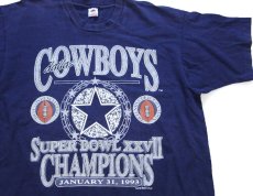 画像1: 90s USA製 NFL DALLAS COWBOYS SUPER BOWL XXV CHAMPIONS コットンTシャツ 紺 フェード XL (1)