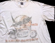 画像1: 90s USA製 HARLEY-DAVIDSON ハーレー ダビッドソン Paradise Found 両面プリント コットンTシャツ ボロ アイボリー XL (1)