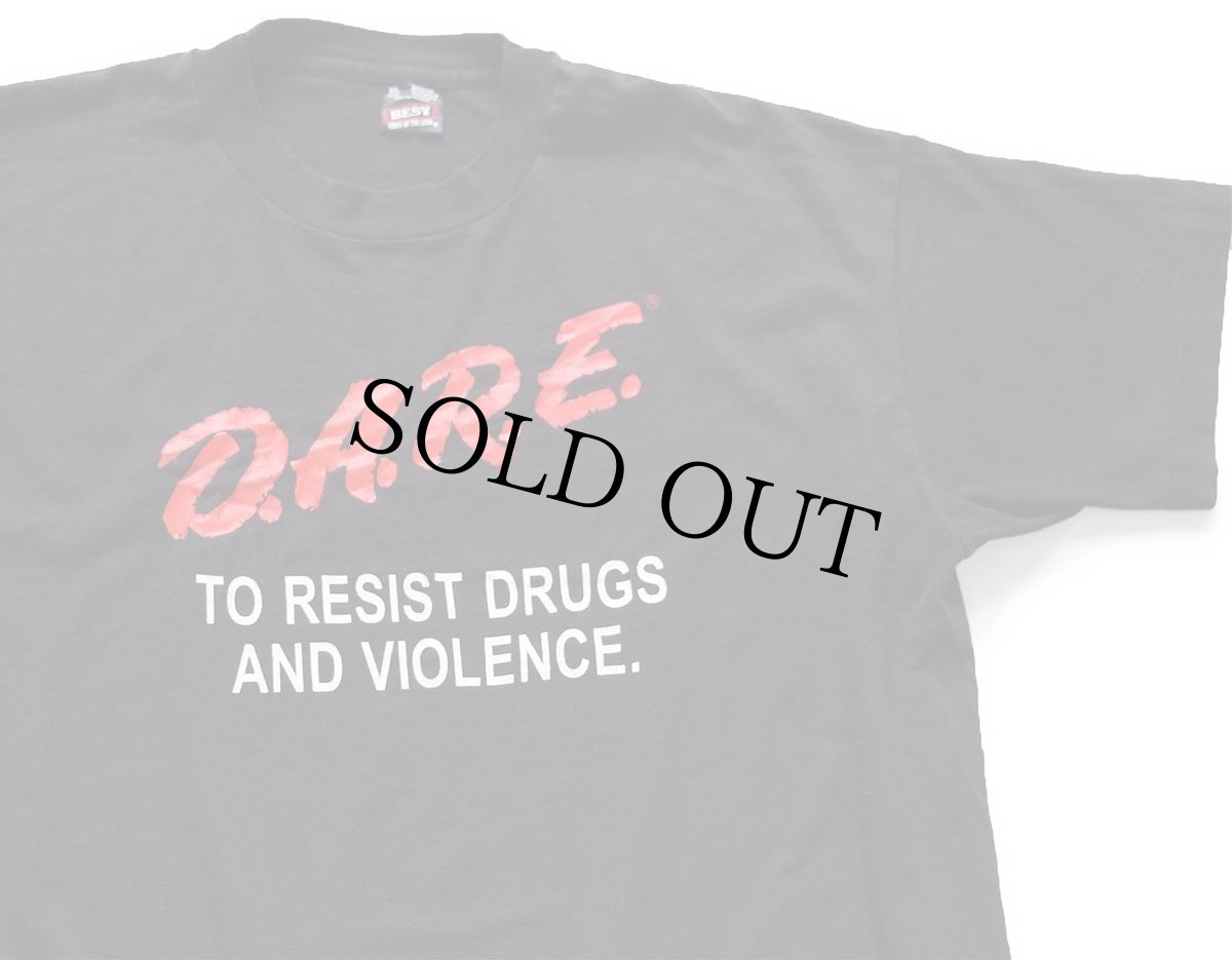 画像1: 90s USA製 D.A.R.E. TO RESIST DRUGS AND VIOLENCE. Tシャツ 黒 XL (1)