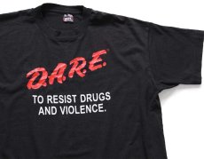 画像1: 90s USA製 D.A.R.E. TO RESIST DRUGS AND VIOLENCE. Tシャツ 黒 XL (1)