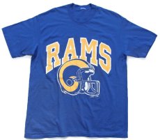 画像2: 80s LOGO7 NFL Los Angeles RAMS アメフト ひび割れプリント Tシャツ 青 (2)