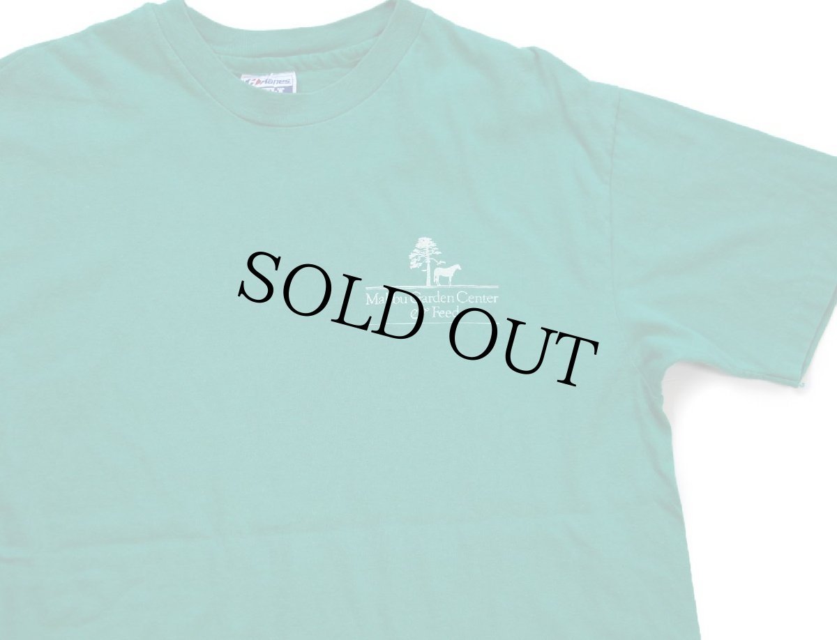 画像1: 80s USA製 Hanes Malibu Garden Center & Feed 両面プリント コットンTシャツ 緑 L (1)