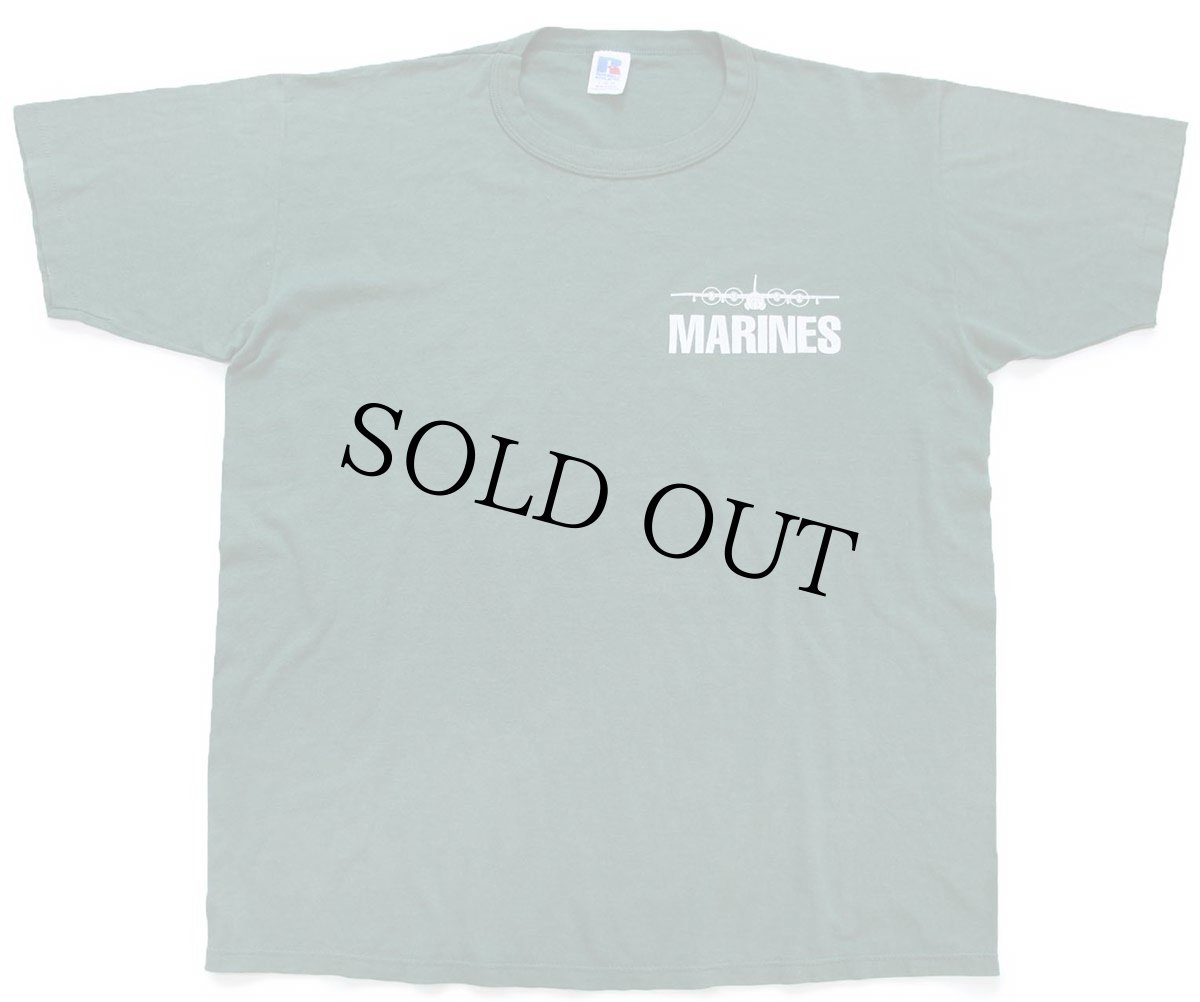 画像2: 80s USA製 RUSSELLラッセル MARINES ひび割れプリント Tシャツ 緑 L (2)