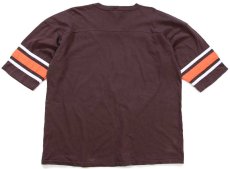 画像3: 90s USA製 NFL CLEVELAND BROWNS Vネック コットン フットボールTシャツ 焦げ茶 XL (3)