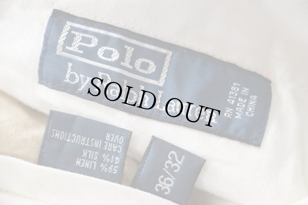 画像6: 00s ポロ ラルフローレン スラックス リネン×シルクパンツ カーキ W36 L32 (6)