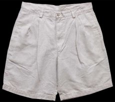 画像1: 90s DOCKERSドッカーズ RECODE ツータック リネン×コットン ショートパンツ ベージュ w36★Levi'sリーバイス ショーツ (1)