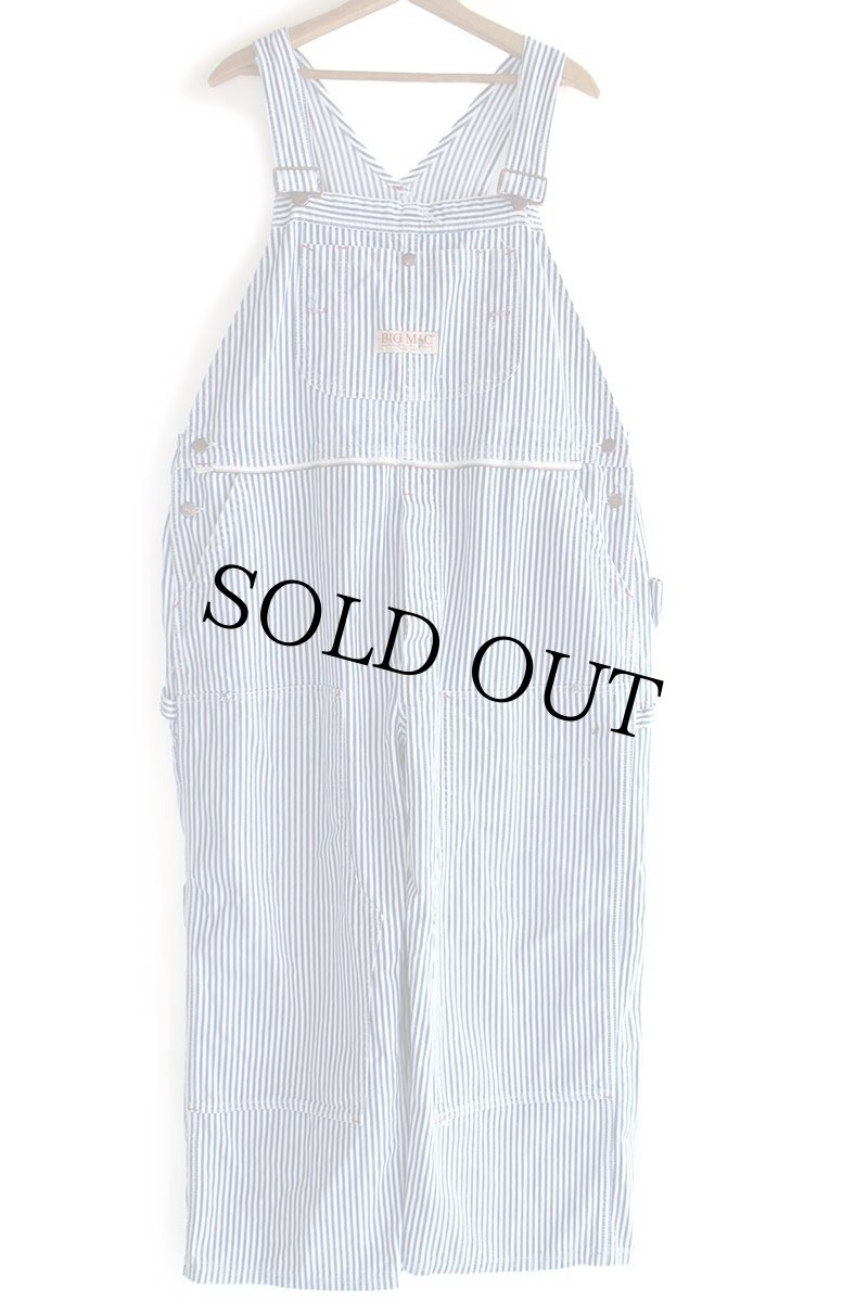 画像2: 90s USA製 JCPenney BIGMACビッグマック ペンキ飛び ダブルニー ヒッコリー ストライプ オーバーオール w44 (2)