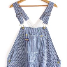 画像1: 60s USA製 OSHKOSH B'GOSH ローバック カットオフ ヒッコリー ストライプ オーバーオール w45 (1)