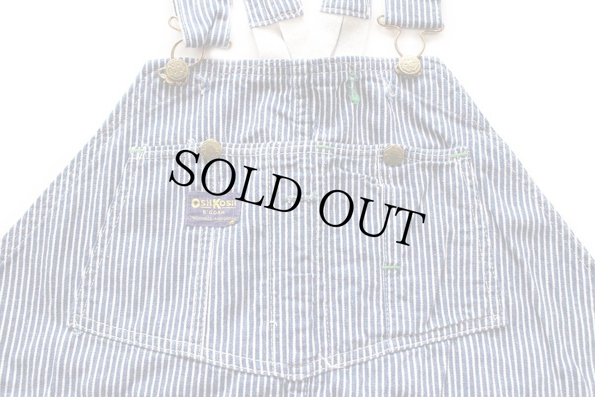 画像4: 60s USA製 OSHKOSH B'GOSH ローバック カットオフ ヒッコリー ストライプ オーバーオール w45 (4)