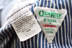 画像5: 80s USA製 OSHKOSH B'GOSH ダブルニー ヒッコリー ストライプ オーバーオール w42 L32 (5)