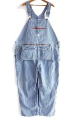 画像2: 90s POINTERポインター エプロン付き ダメージ ヒッコリー ストライプ オーバーオール w51★超特大 (2)