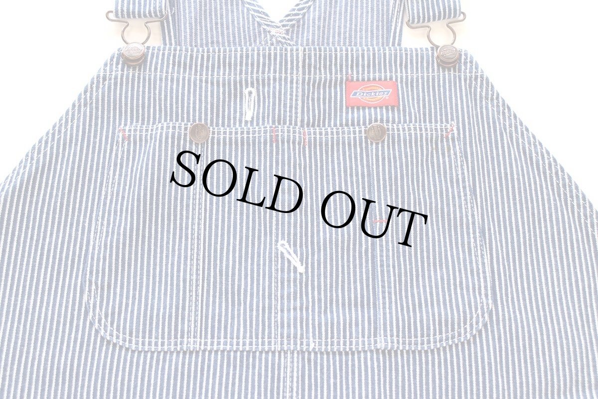 画像4: 90s USA製 Dickiesディッキーズ ヒッコリー ストライプ オーバーオール w44 (4)